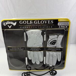 Callaway Cabretta Leather Men's Golf Glove, Size S White (2 Count) Left Hand